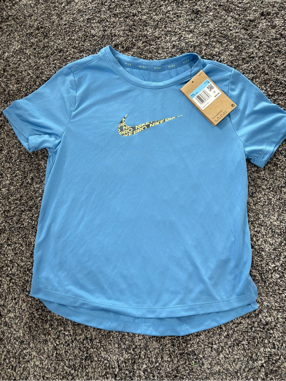 Nike Light Blue Short Sleeve Tee with Yellow Swoosh